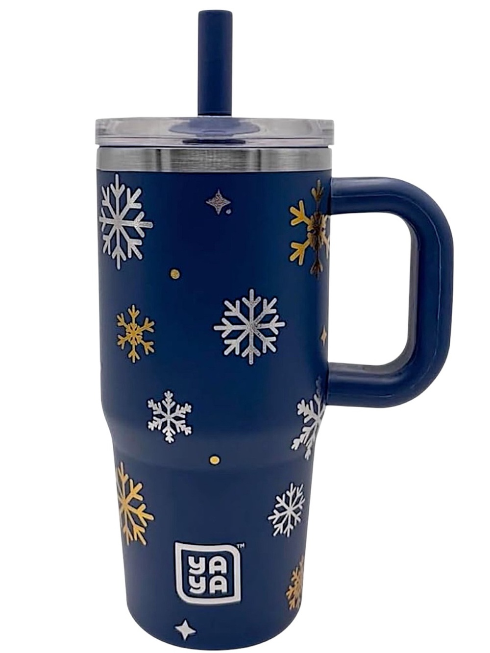 Ya Ya Christmas Navy Snowflake Travel Mug with Handle 12Oz Toddler Tumbler